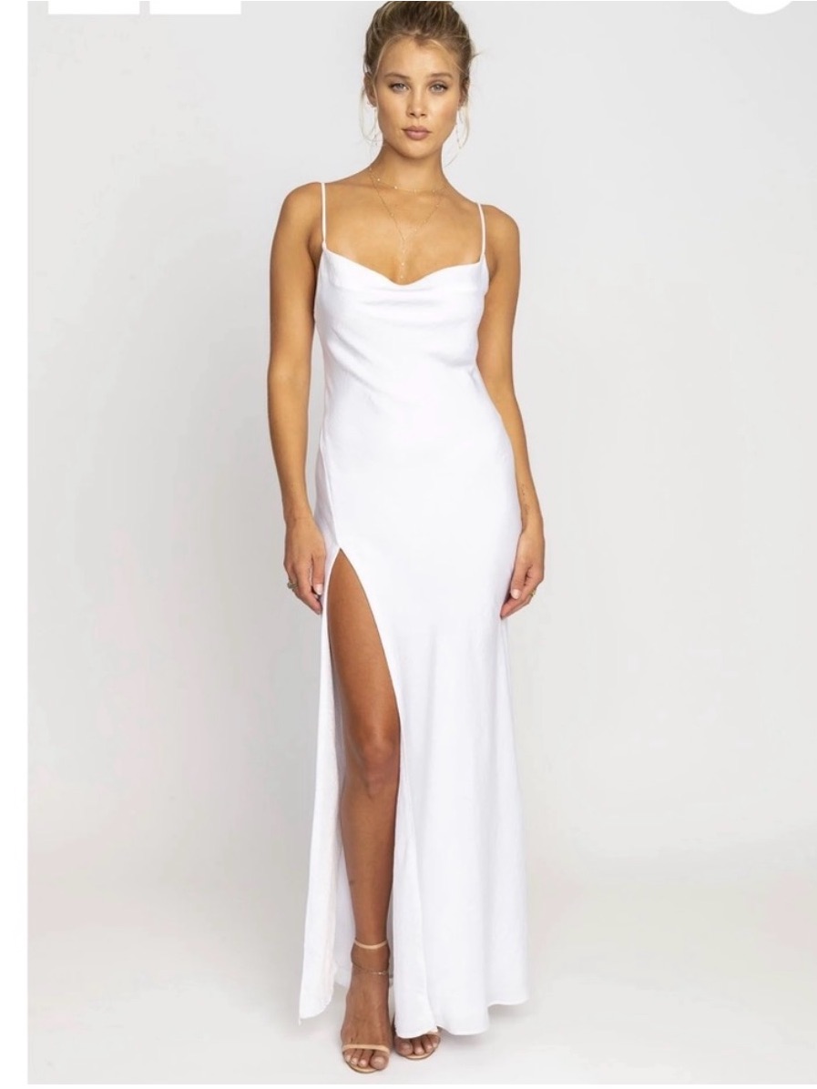 New | Resa River Cowl Neck Maxi Slip Dress White Size Xs